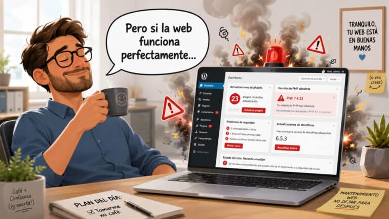 Mantenimiento WordPress con avisos de actualizaciones, PHP obsoleto y problemas de seguridad